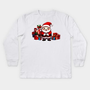Happy Kawaii Santa Claus 04 Kids Long Sleeve T-Shirt